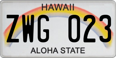 HI license plate ZWG023