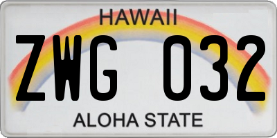 HI license plate ZWG032