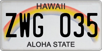 HI license plate ZWG035
