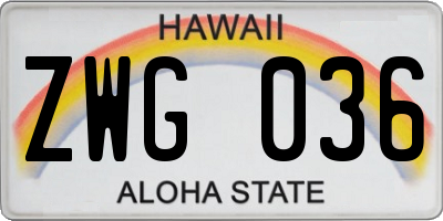 HI license plate ZWG036