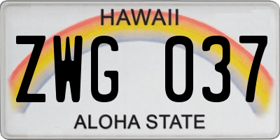 HI license plate ZWG037
