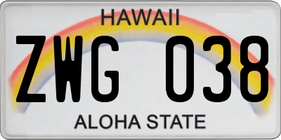HI license plate ZWG038