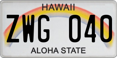 HI license plate ZWG040