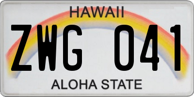 HI license plate ZWG041