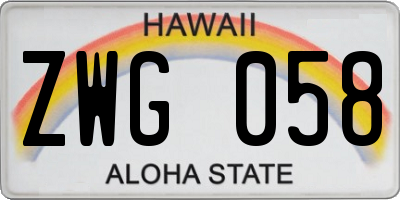 HI license plate ZWG058