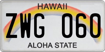 HI license plate ZWG060
