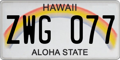 HI license plate ZWG077