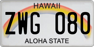 HI license plate ZWG080