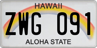 HI license plate ZWG091