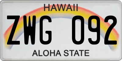 HI license plate ZWG092