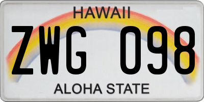 HI license plate ZWG098