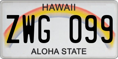 HI license plate ZWG099
