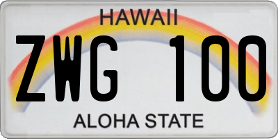 HI license plate ZWG100