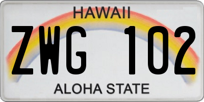 HI license plate ZWG102
