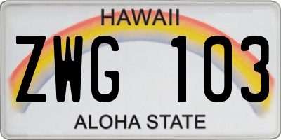 HI license plate ZWG103