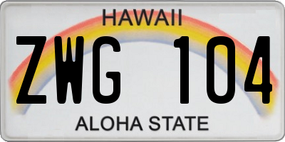 HI license plate ZWG104