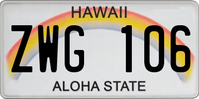 HI license plate ZWG106