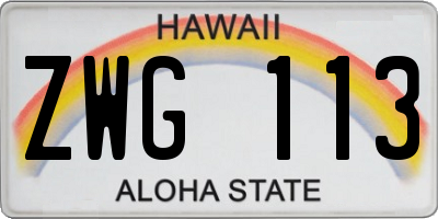 HI license plate ZWG113