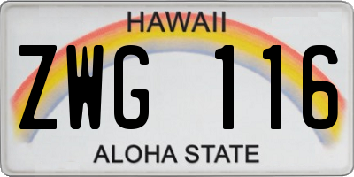 HI license plate ZWG116