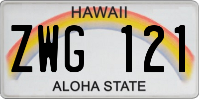 HI license plate ZWG121