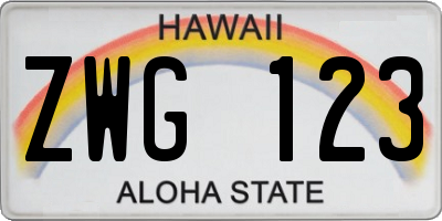 HI license plate ZWG123