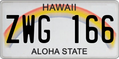HI license plate ZWG166