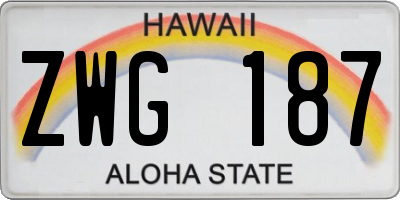 HI license plate ZWG187