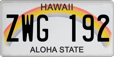 HI license plate ZWG192
