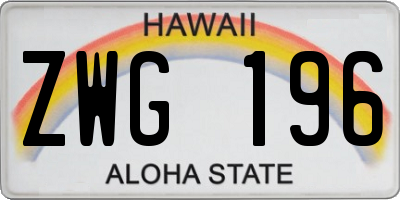 HI license plate ZWG196