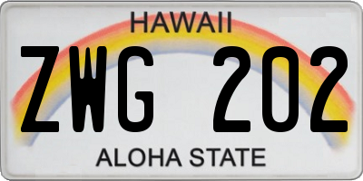 HI license plate ZWG202