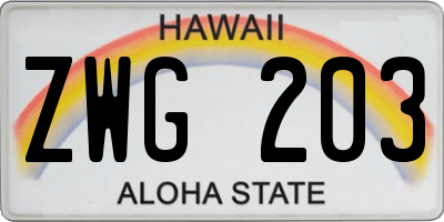 HI license plate ZWG203