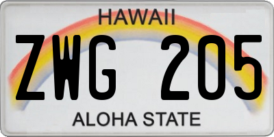 HI license plate ZWG205