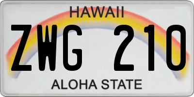 HI license plate ZWG210