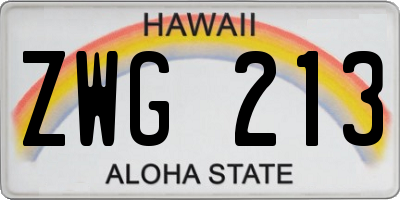 HI license plate ZWG213