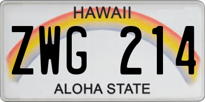 HI license plate ZWG214
