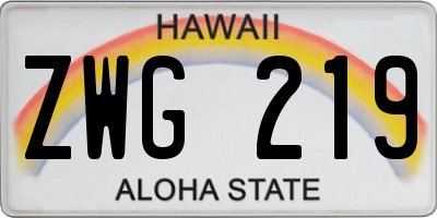 HI license plate ZWG219