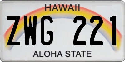 HI license plate ZWG221