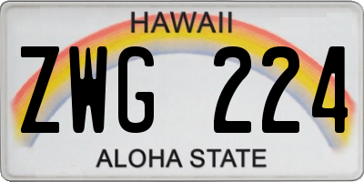 HI license plate ZWG224