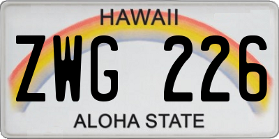 HI license plate ZWG226