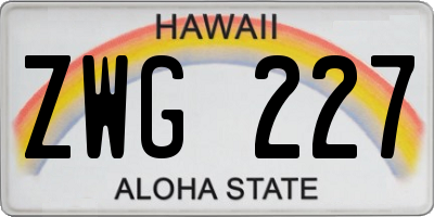 HI license plate ZWG227