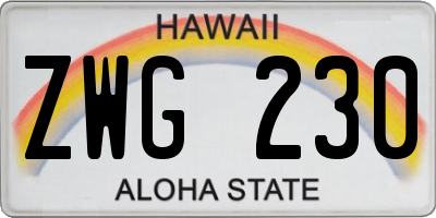 HI license plate ZWG230