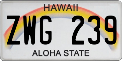 HI license plate ZWG239