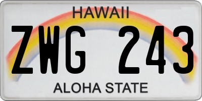 HI license plate ZWG243