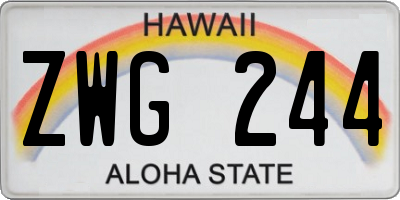 HI license plate ZWG244