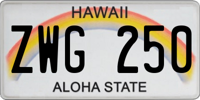 HI license plate ZWG250