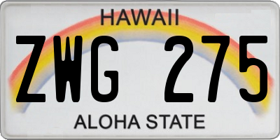 HI license plate ZWG275