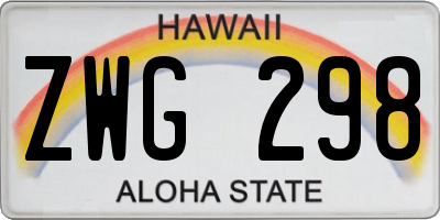 HI license plate ZWG298