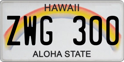 HI license plate ZWG300