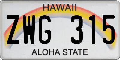 HI license plate ZWG315