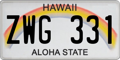 HI license plate ZWG331